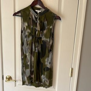 Cabi size small sleeveless ruffled camo top